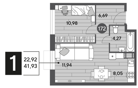 41,9 м², 1-комнатная квартира 6 614 431 ₽ - изображение 23