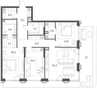 Квартира 112,5 м², 3-комнатная - изображение 1