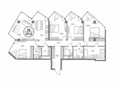 186 м², 4-комнатные апартаменты 132 890 152 ₽ - изображение 27