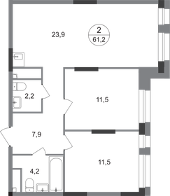 Квартира 61,2 м², 2-комнатная - изображение 1