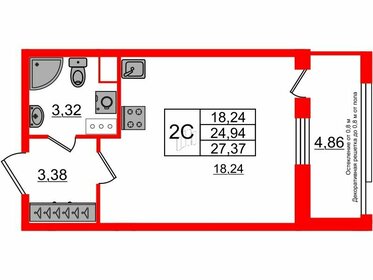 Квартира 24,9 м², студия - изображение 1