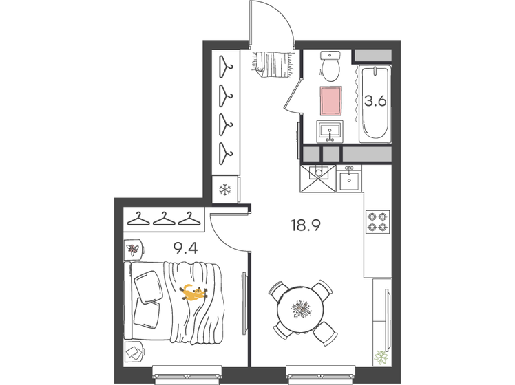 31,9 м², 1-комнатная квартира 2 600 000 ₽ - изображение 73