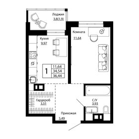 Квартира 36 м², 1-комнатная - изображение 1