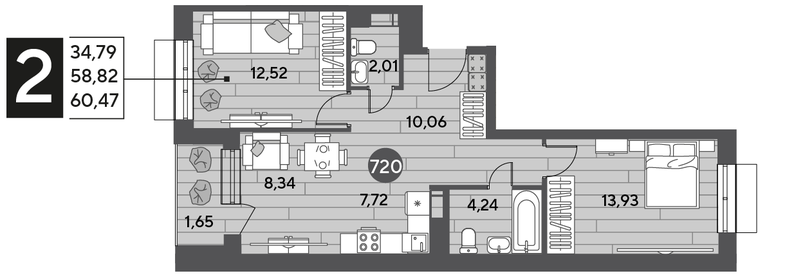 54,4 м², 2-комнатная квартира 9 000 000 ₽ - изображение 99