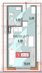 Квартира 21,3 м², 1-комнатная - изображение 1