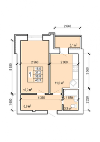 41,5 м², 1-комнатная квартира 3 500 000 ₽ - изображение 44