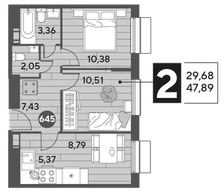 50,1 м², 2-комнатная квартира 10 400 000 ₽ - изображение 76