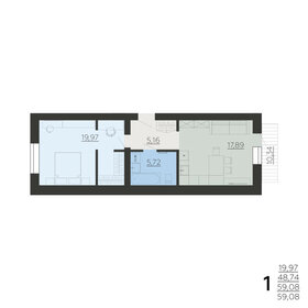 Квартира 59,1 м², 1-комнатная - изображение 1