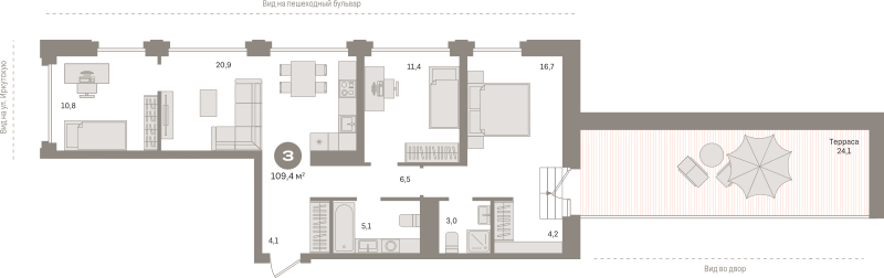 109,4 м², 4-комнатная квартира 15 900 000 ₽ - изображение 1