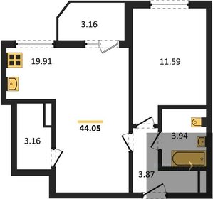 39,6 м², 1-комнатная квартира 3 960 000 ₽ - изображение 19