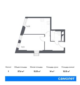 Квартира 37,6 м², 1-комнатные - изображение 1