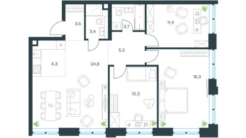 Квартира 87,5 м², 4-комнатная - изображение 1