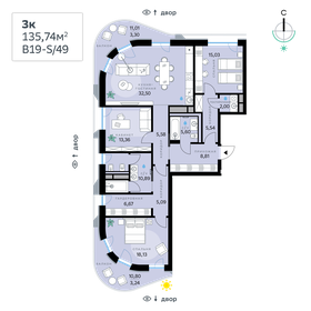 Квартира 135,7 м², 3-комнатная - изображение 1