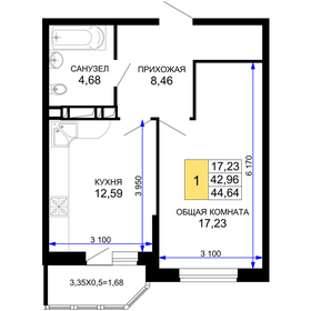 45,3 м², 1-комнатная квартира 4 500 000 ₽ - изображение 101