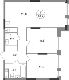 Квартира 61,2 м², 2-комнатная - изображение 1