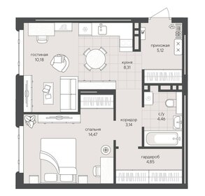 Квартира 50,5 м², 1-комнатная - изображение 1