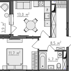 Квартира 39,9 м², 1-комнатная - изображение 2