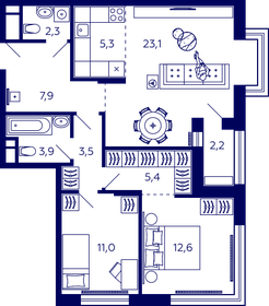 61,8 м², 3-комнатная квартира 9 200 000 ₽ - изображение 71