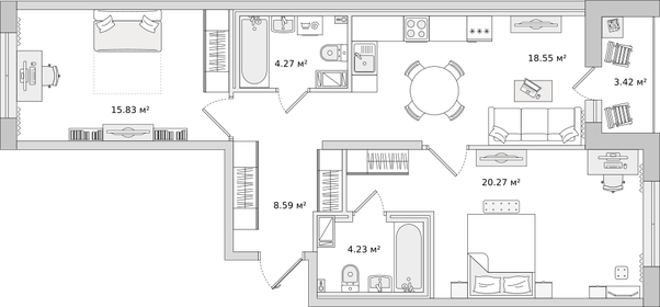 72,2 м², 2-комнатная квартира 21 687 244 ₽ - изображение 71
