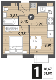 Квартира 31,8 м², 1-комнатная - изображение 1