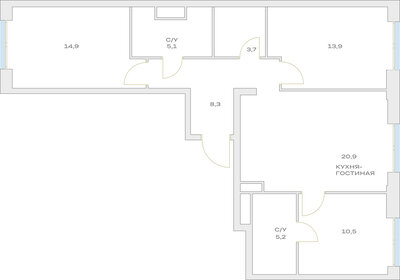 84,1 м², 3-комнатная квартира 15 686 837 ₽ - изображение 29