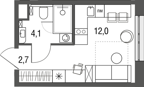 19,9 м², квартира-студия 7 350 000 ₽ - изображение 1