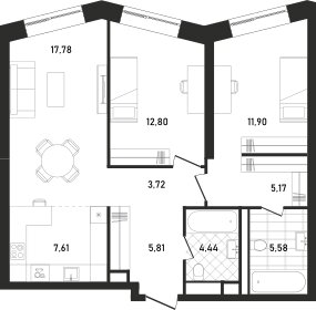 69,4 м², 2-комнатная квартира 51 500 000 ₽ - изображение 67