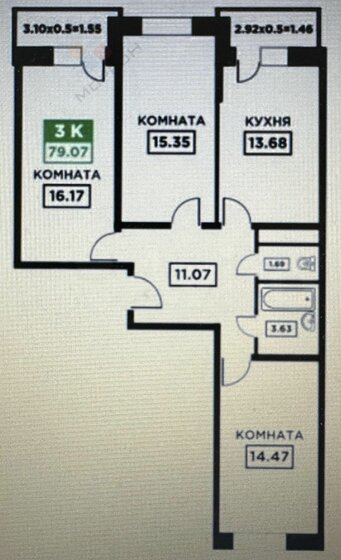78,2 м², 3-комнатная квартира 7 300 000 ₽ - изображение 1