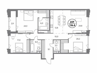 127,3 м², 3-комнатная квартира 91 401 400 ₽ - изображение 11