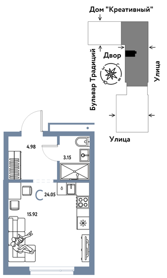 23,7 м², квартира-студия 3 550 000 ₽ - изображение 103