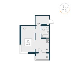 Квартира 46,6 м², 1-комнатная - изображение 1