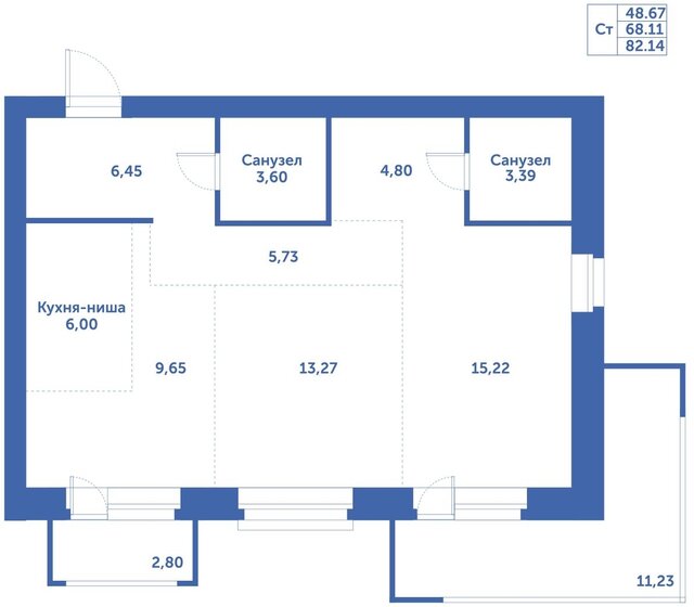 68,1 м², 2-комнатная квартира 10 390 000 ₽ - изображение 22