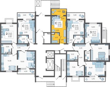 27 м², квартира-студия 4 300 000 ₽ - изображение 68