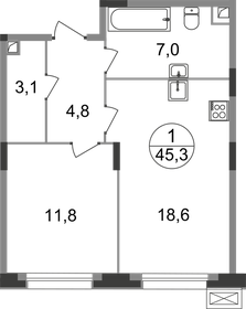 47,4 м², 1-комнатная квартира 11 610 739 ₽ - изображение 23