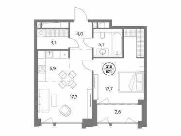 57,1 м², 1-комнатная квартира 52 646 200 ₽ - изображение 30