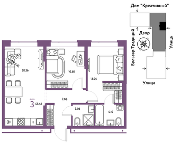 58,2 м², 3-комнатная квартира 5 000 000 ₽ - изображение 73