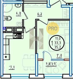 Квартира 35,2 м², 1-комнатная - изображение 1