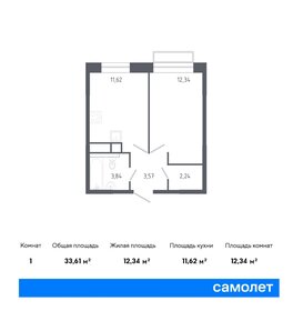 Квартира 33,6 м², 1-комнатная - изображение 1