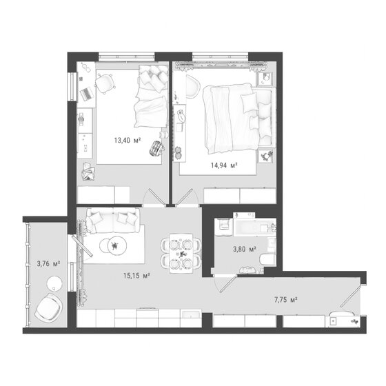 58,7 м², 3-комнатная квартира 7 028 000 ₽ - изображение 43