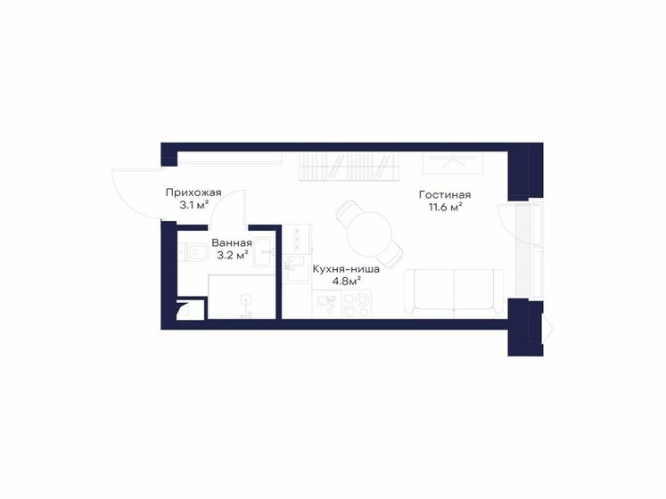 22,7 м², 1-комнатная квартира 15 933 854 ₽ - изображение 26