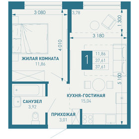 Квартира 39,6 м², 1-комнатная - изображение 1