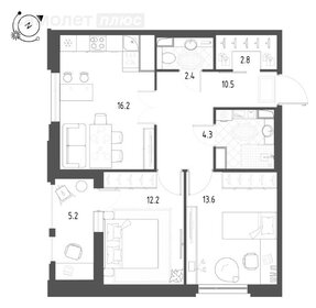 Квартира 64,6 м², 2-комнатная - изображение 1