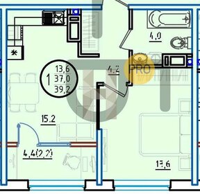 Квартира 39,2 м², 1-комнатная - изображение 1