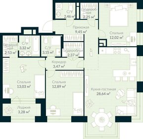 Квартира 97,2 м², 3-комнатная - изображение 1