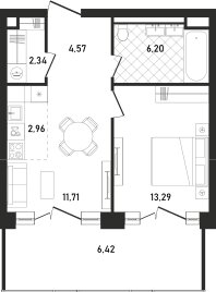 47,5 м², 2-комнатная квартира 43 258 640 ₽ - изображение 1