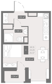 Квартира 25,4 м², студия - изображение 1