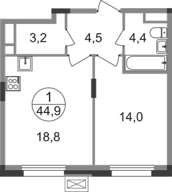 45 м², 2-комнатная квартира 8 150 000 ₽ - изображение 95