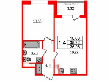 Квартира 35,3 м², 1-комнатная - изображение 1