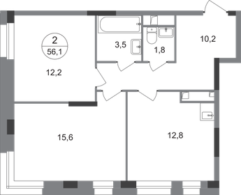 Квартира 56,1 м², 2-комнатная - изображение 1