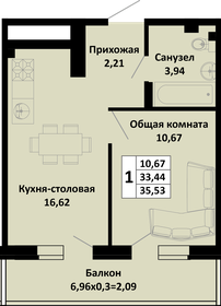 34,8 м², 1-комнатная квартира 3 620 000 ₽ - изображение 73